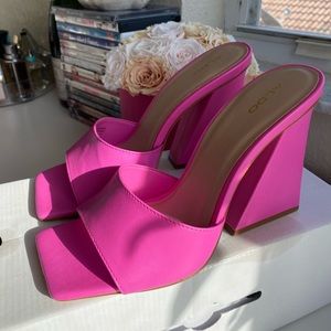 Pink chunky heels